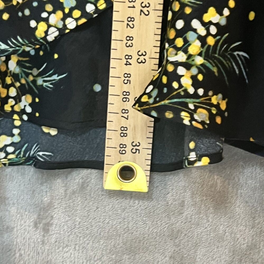 Lauren Conrad Black Floral Balloon Sleeve Wrap Dress with Belt Womens Size XS - Picture 9 of 10